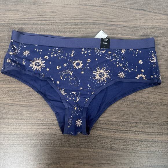 Torrid Celestial Cheeky Panties – Navy Blue Sun Moon Star Print Underwear sz 1 - Picture 3 of 3